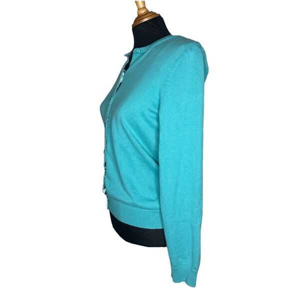 Vintage Cherokee Womens Small Teal Cardigan Button Up Sweater Cotton Cozy - Picture 5 of 10